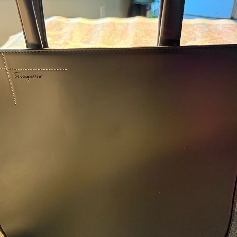 Salvatore Ferragamo Black Leather Briefcase